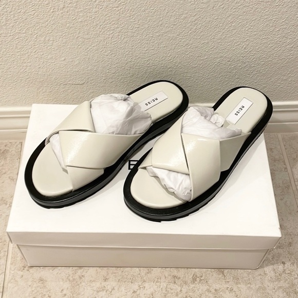REISS amhurst off white leather chunky slides sandals 38 7.5 - Picture 5 of 9